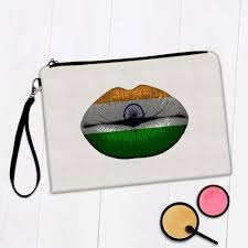 gift makeup bag lips indian flag