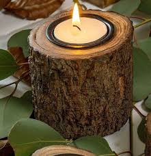 Candle Holder Wood Log Tealight