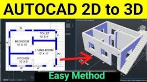 autocad 2d to 3d autocad 3d house