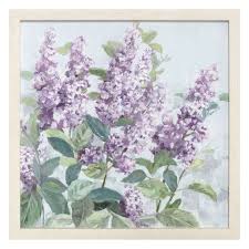 Framed Purple Flowers Canvas Wall Art