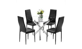 Round Glass Dining Table Set Cross
