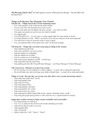 The Resume Check List From Dirk Spencer