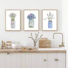 Mason Jar Prints Kitchen Wall Art