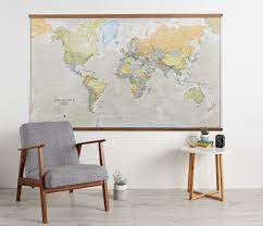 Classic World Map Large Poster Wooden