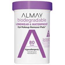 almay biodegradable eye makeup remover pads longwear waterproof 80 pads