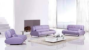 Modern 3pcs Purple Leather Sofa Set