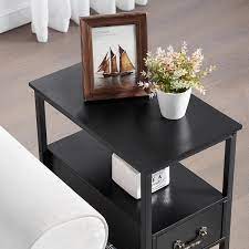 vecelo black side table 3 tier