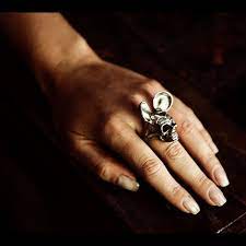 manson silver skull ring