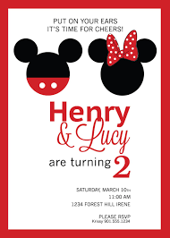 Mickey Minnie Mouse Birthday Invitation Custom Diy