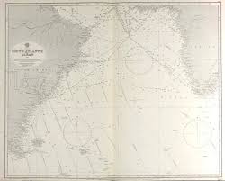 South Atlantic Ocean Admiralty Nautical Sea Chart Depth Soundings 1928 Map