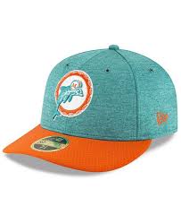 Miami Dolphins On Field Low Profile Sideline Home 59fifty Fitted Cap