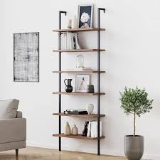 6 Shelf Wall Mount Ladder Bookcase