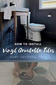 stick groutable tile over ceramic tile
