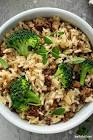 broccoli and sausage with rice