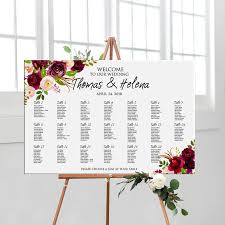 Wedding Seating Chart Personalized Printable Flowers Roses
