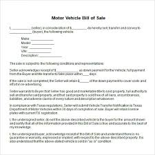 Texas Vehicle Bill Of Sale Template