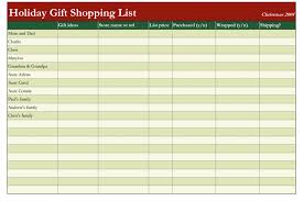 Free Excelmas Gift List Template Wish Food Shopping