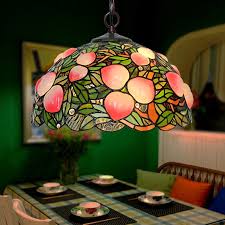 Rural Peach Stained Glass Pendant Light