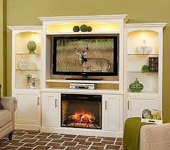 entertainment console with fireplace