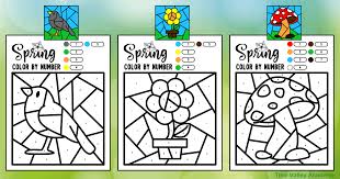 10 spring color by number worksheets
