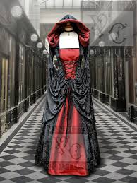 meval style dress with hood black red