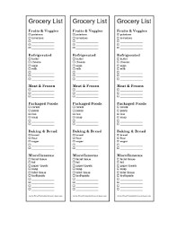 Printable Grocery List With Categories