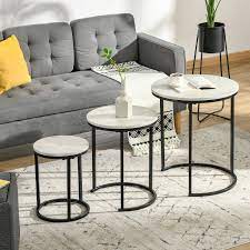 homcom round nesting coffee tables