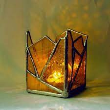 Yellow Stained Glass Candle Holder