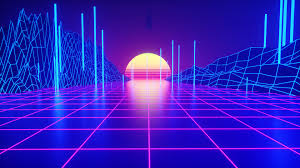 retrowave neon sunset abstract digital