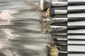 free photo set of dirty makeup brushes