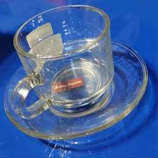 Transpa Plain Glass Cup Saucer Set