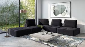 modern black fabric modular sectional sofa