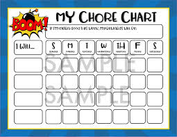 Instant Download My Chore Chart Boy Superhero Theme Behavior
