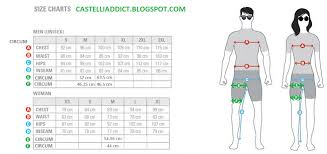 Castelli Addict Updated Castelli Size Chart