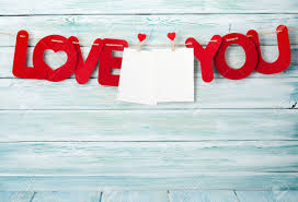 Valentines Day Greeting Card With Love You Words And Photo Frames