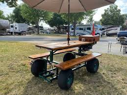 motorized picnic table on the loose