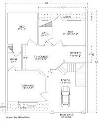 6 Marla House Plan 30 42 Modern