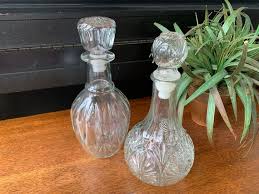 Glass Liquor Decanters Set Of 2 Mid