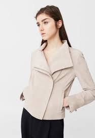 Mango Phoebe Leather Jacket Ice Grey Women Wholesale Online
