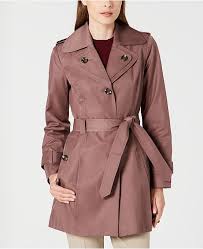 Hooded Double Collar Belted Raincoat Created For Macys