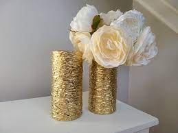 Set Of 2 Gold Flower Vase Glass Vase