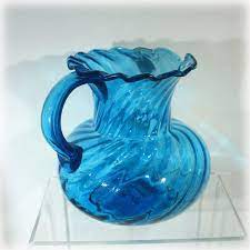 Optic Glass Blue Pitcher Cobalt Blue