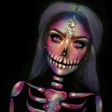 skull halloween makeup half skeleton