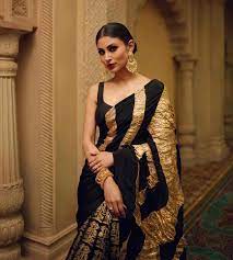 masaba black gold festive saree