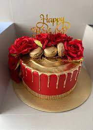 Red Cake With Gold Drip gambar png
