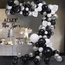 104pcs black silver white balloon