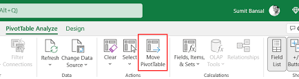 move pivot table to diffe worksheet