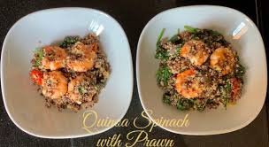 quinoa spinach with prawn cindy marie