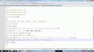 c program to calculate total marks