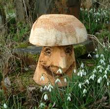 Garden Sculpture Wooden Mushroom Garden